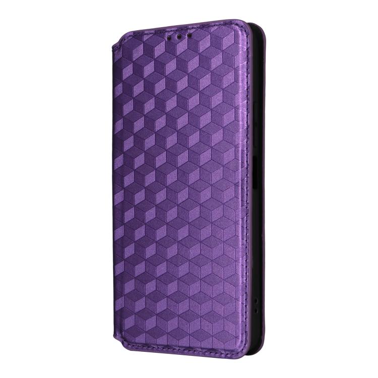 For Xiaomi Poco M7 4G 171mm Cubic Grid Texture Flip Leather Phone Case