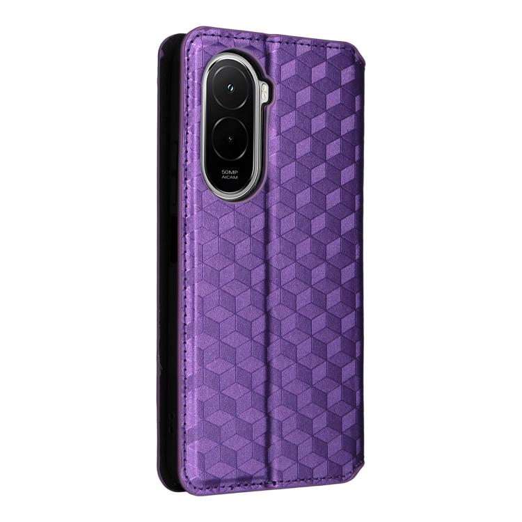 For Xiaomi Poco M7 4G 171mm Cubic Grid Texture Flip Leather Phone Case