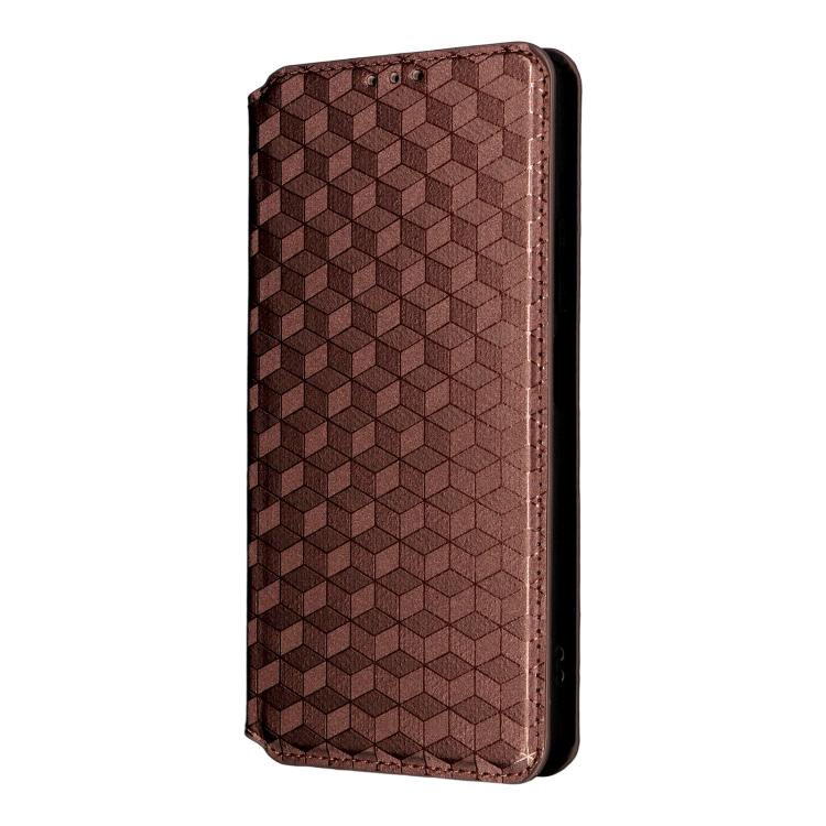 For Xiaomi Poco M7 4G 171mm Cubic Grid Texture Flip Leather Phone Case