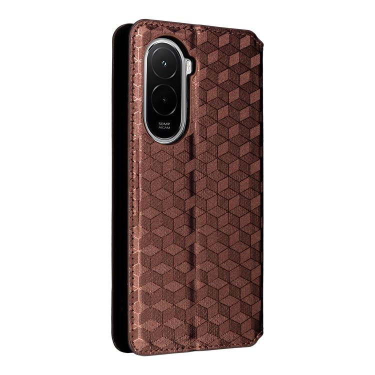 For Xiaomi Poco M7 4G 171mm Cubic Grid Texture Flip Leather Phone Case
