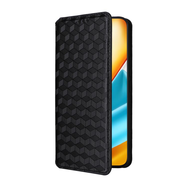 For Honor 90 GT 5G Cubic Grid Texture Flip Leather Phone Case