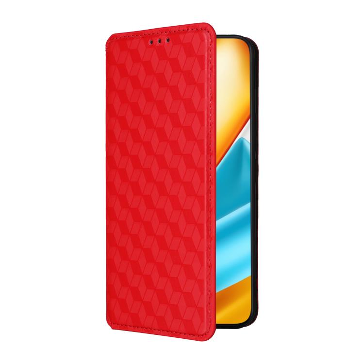 For Honor 90 GT 5G Cubic Grid Texture Flip Leather Phone Case