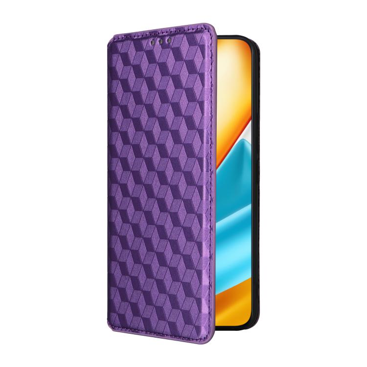 For Honor 90 GT 5G Cubic Grid Texture Flip Leather Phone Case