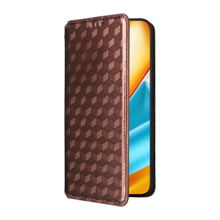 For Honor 90 GT 5G Cubic Grid Texture Flip Leather Phone Case