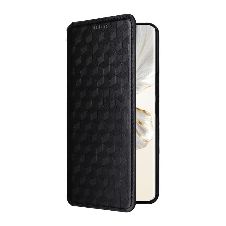 For Honor 100 Pro 5G Cubic Grid Texture Flip Leather Phone Case