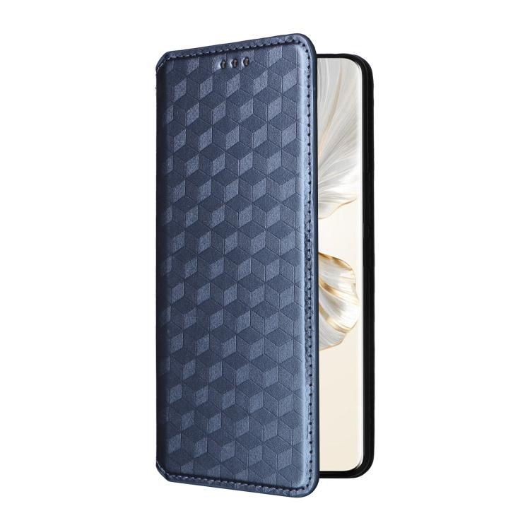 For Honor 100 Pro 5G Cubic Grid Texture Flip Leather Phone Case