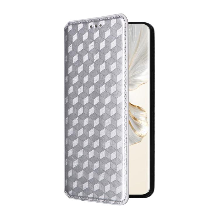 For Honor 100 Pro 5G Cubic Grid Texture Flip Leather Phone Case