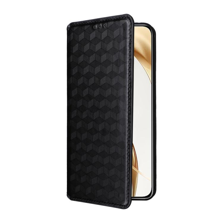 For Honor 200 5G Cubic Grid Texture Flip Leather Phone Case
