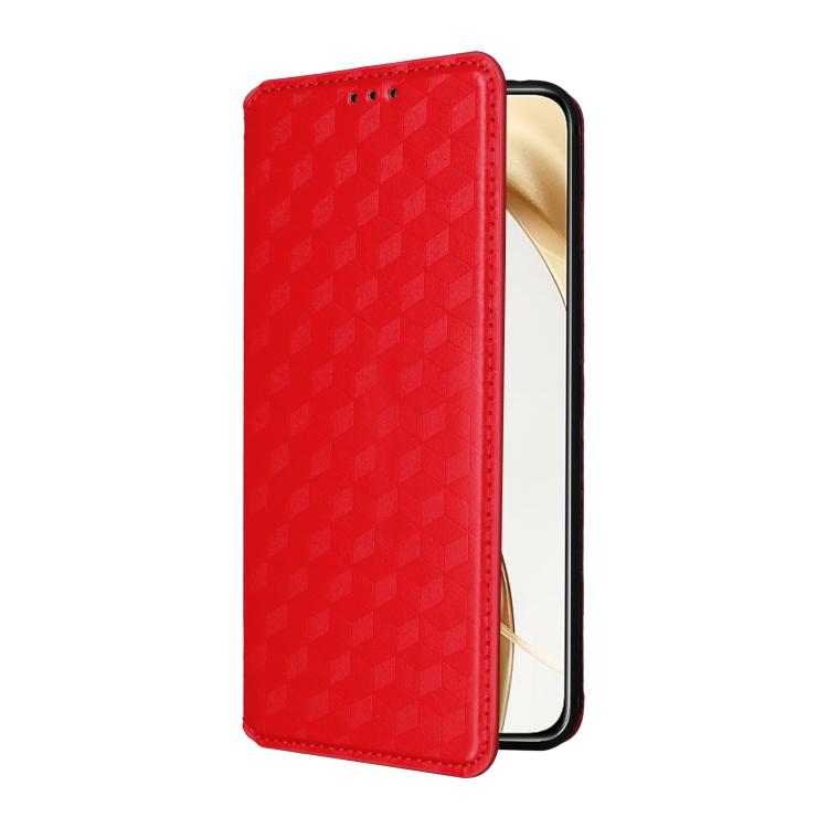 For Honor 200 5G Cubic Grid Texture Flip Leather Phone Case