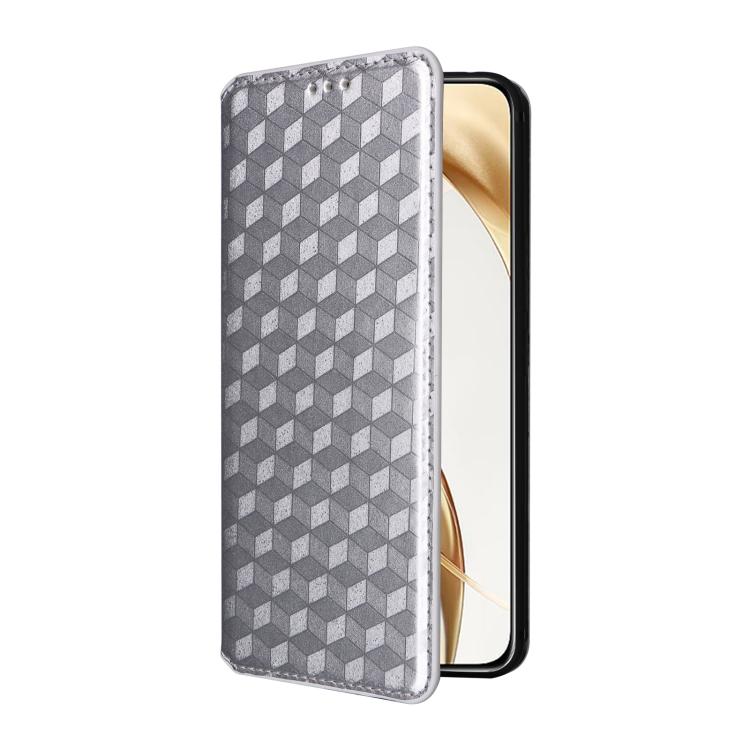 For Honor 200 5G Cubic Grid Texture Flip Leather Phone Case