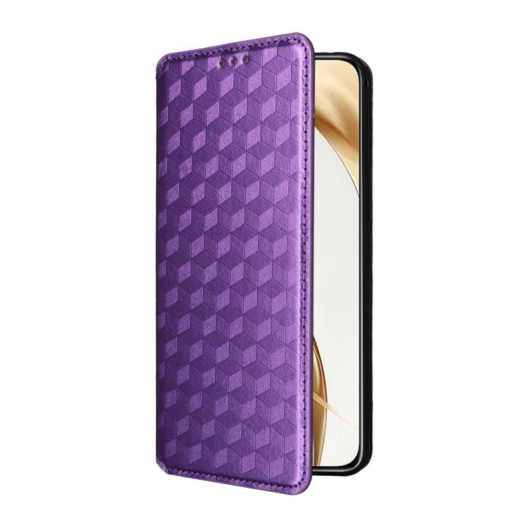 For Honor 200 5G Cubic Grid Texture Flip Leather Phone Case