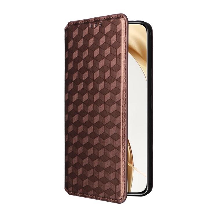 For Honor 200 5G Cubic Grid Texture Flip Leather Phone Case