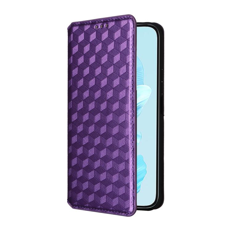 For Honor 200 Lite 5G Global Cubic Grid Texture Flip Leather Phone Case