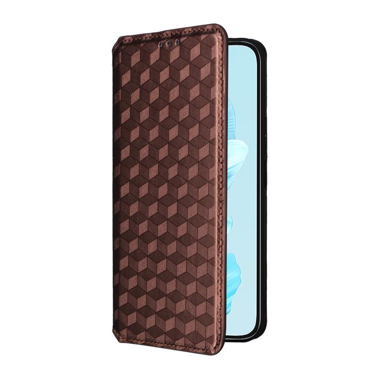 For Honor 200 Lite 5G Global Cubic Grid Texture Flip Leather Phone Case