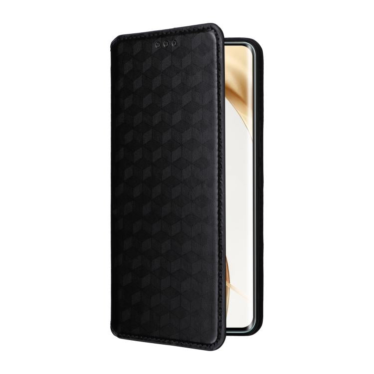 For Honor 200 Pro 5G Cubic Grid Texture Flip Leather Phone Case