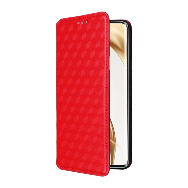 For Honor 200 Pro 5G Cubic Grid Texture Flip Leather Phone Case