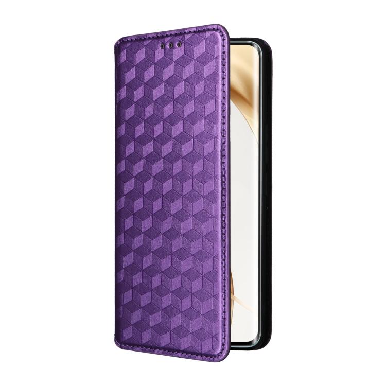 For Honor 200 Pro 5G Cubic Grid Texture Flip Leather Phone Case