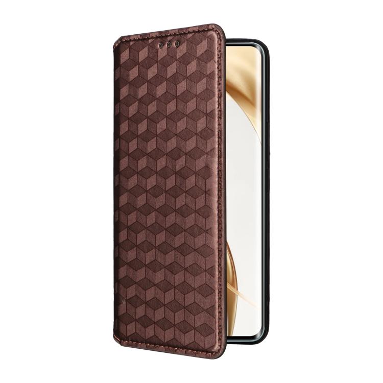 For Honor 200 Pro 5G Cubic Grid Texture Flip Leather Phone Case