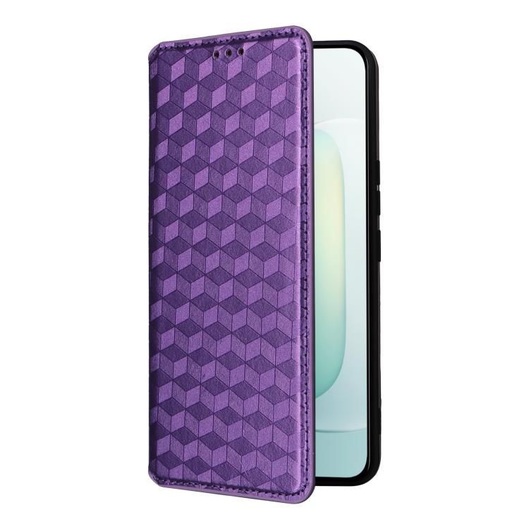 For Honor 300 5G Cubic Grid Texture Flip Leather Phone Case