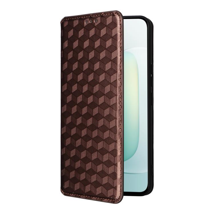 For Honor 300 5G Cubic Grid Texture Flip Leather Phone Case