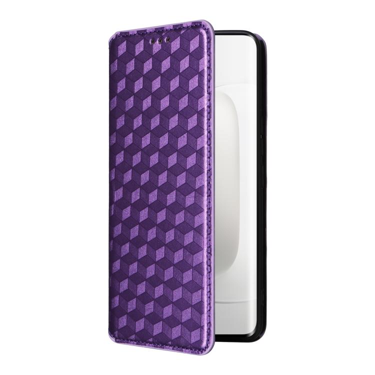 For Honor 300 Pro 5G Cubic Grid Texture Flip Leather Phone Case