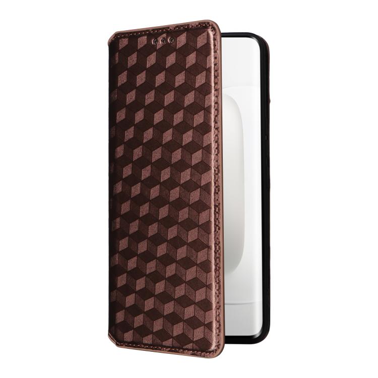 For Honor 300 Pro 5G Cubic Grid Texture Flip Leather Phone Case