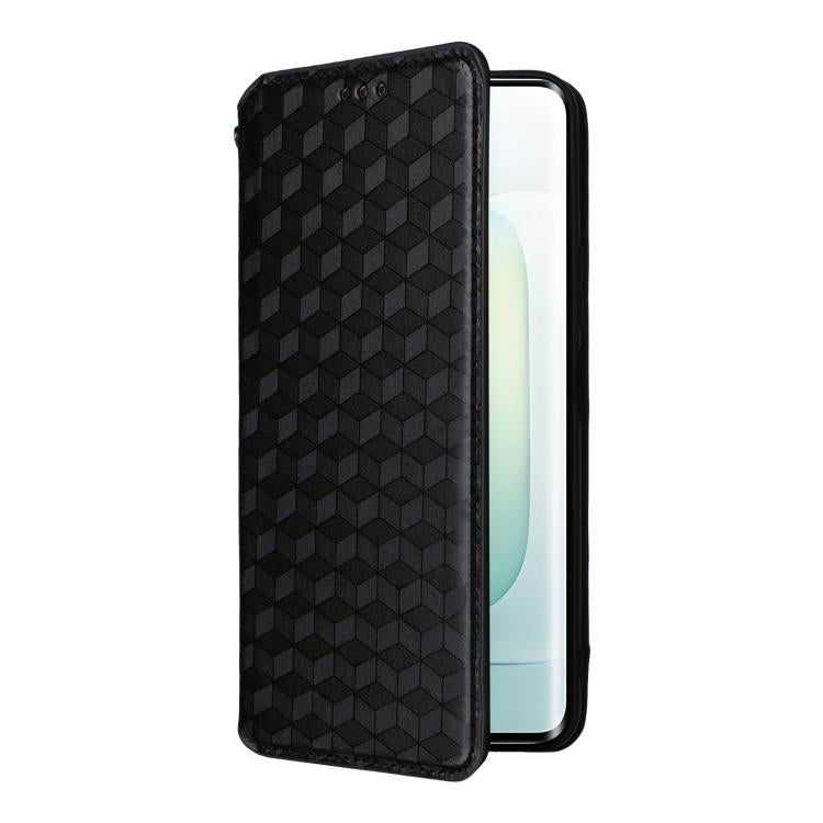 For Honor 400 Global 156.5mm Cubic Grid Texture Flip Leather Phone Case