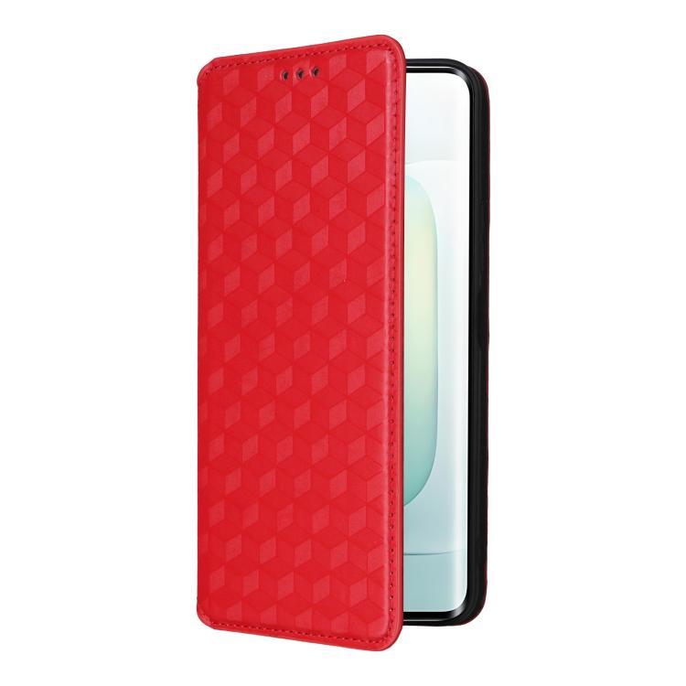 For Honor 400 Global 156.5mm Cubic Grid Texture Flip Leather Phone Case