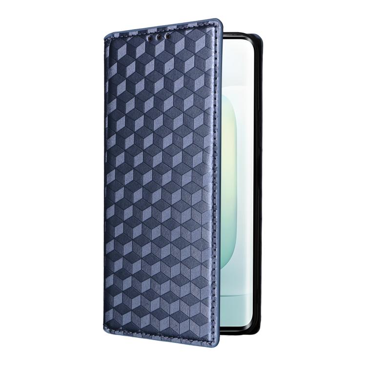 For Honor 400 Global 156.5mm Cubic Grid Texture Flip Leather Phone Case