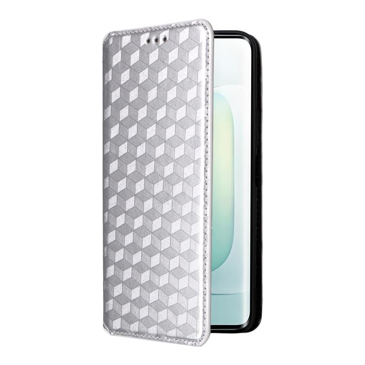 For Honor 400 Global 156.5mm Cubic Grid Texture Flip Leather Phone Case