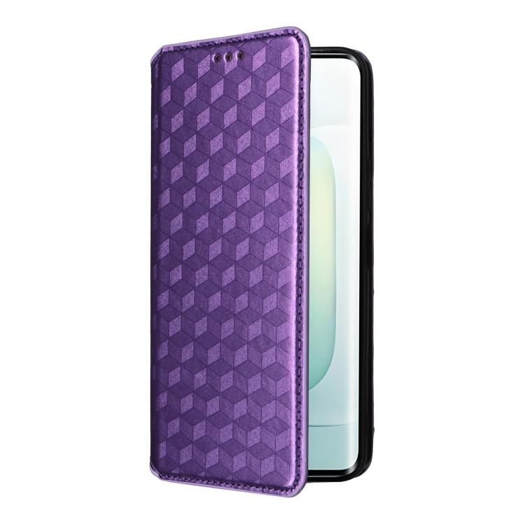 For Honor 400 Global 156.5mm Cubic Grid Texture Flip Leather Phone Case