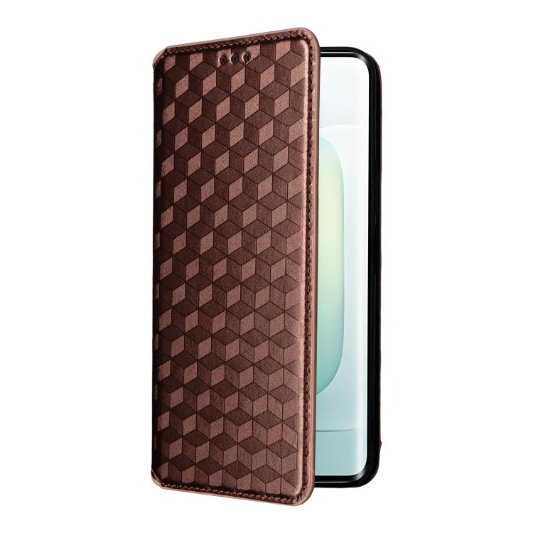 For Honor 400 Global 156.5mm Cubic Grid Texture Flip Leather Phone Case
