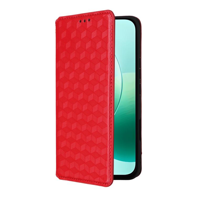 For Honor 400 Lite Global Cubic Grid Texture Flip Leather Phone Case