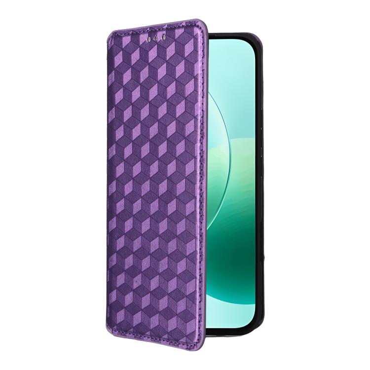 For Honor 400 Lite Global Cubic Grid Texture Flip Leather Phone Case