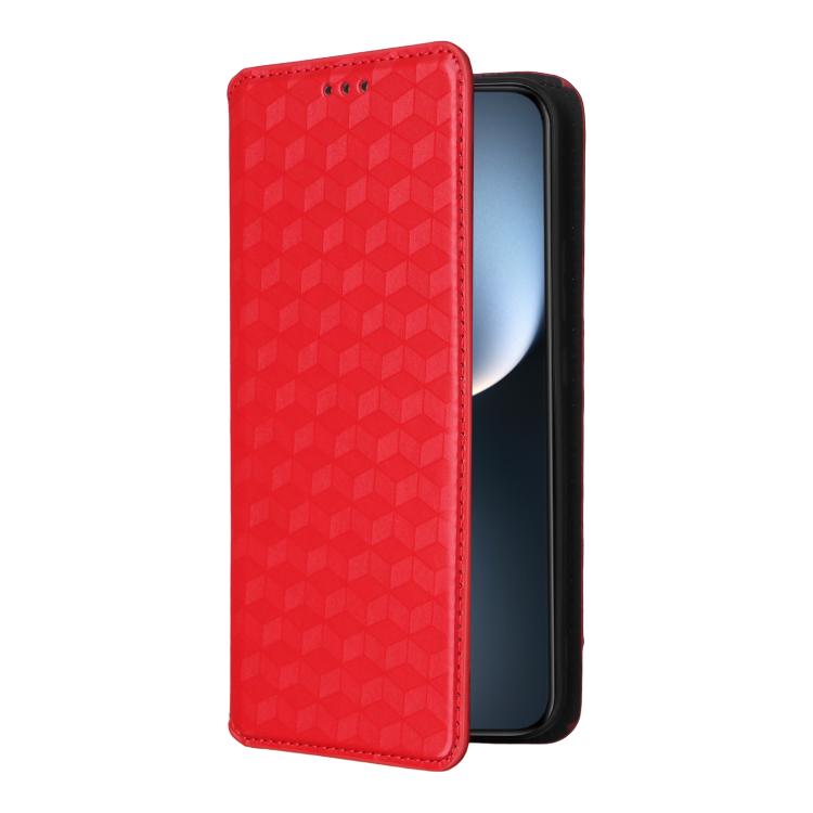 For Honor Magic7 5G Cubic Grid Texture Flip Leather Phone Case