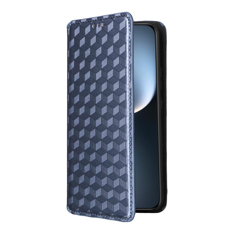 For Honor Magic7 5G Cubic Grid Texture Flip Leather Phone Case