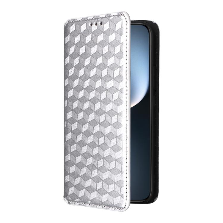 For Honor Magic7 5G Cubic Grid Texture Flip Leather Phone Case