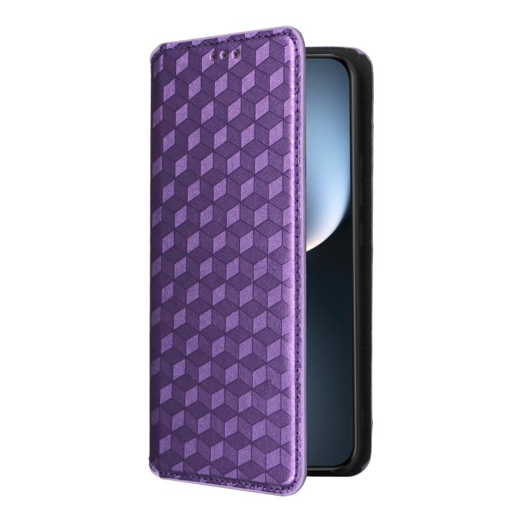 For Honor Magic7 5G Cubic Grid Texture Flip Leather Phone Case