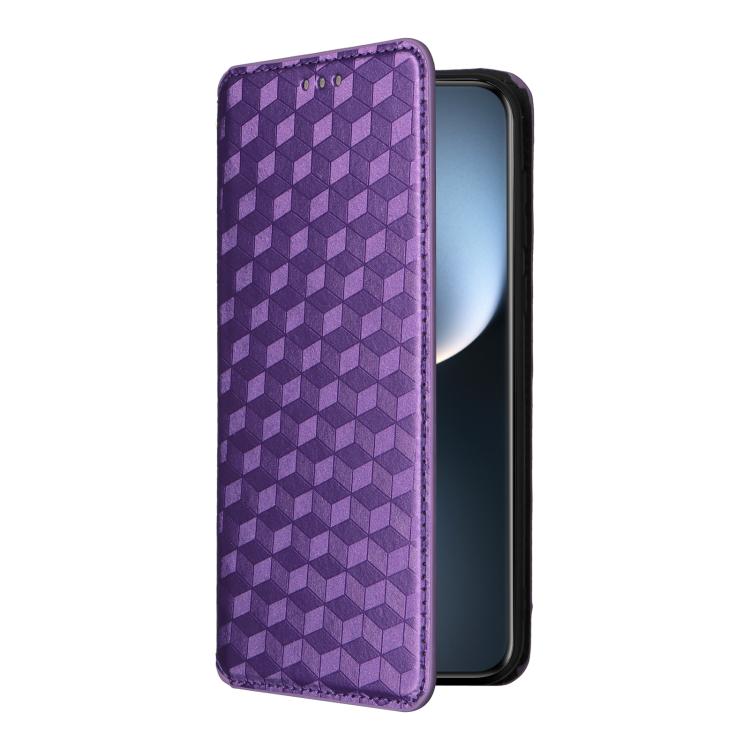 For Honor Magic7 Pro 5G Cubic Grid Texture Flip Leather Phone Case