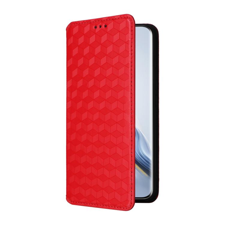 For Honor Magic6 5G Cubic Grid Texture Flip Leather Phone Case
