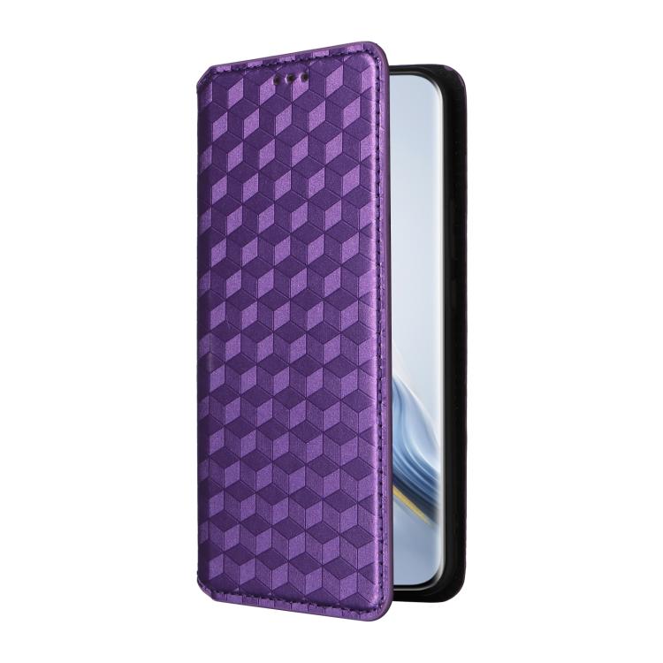 For Honor Magic6 5G Cubic Grid Texture Flip Leather Phone Case