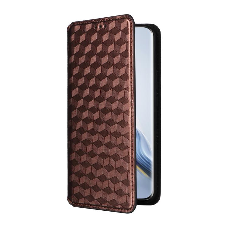 For Honor Magic6 5G Cubic Grid Texture Flip Leather Phone Case
