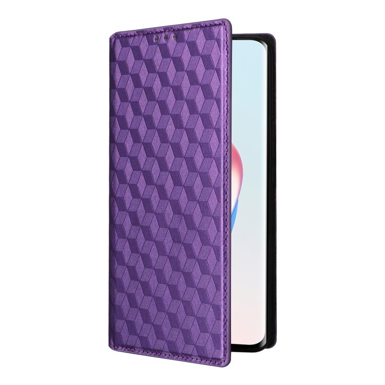 For Honor Magic6 Lite 5G / X9b 5G Cubic Grid Texture Flip Leather Phone Case