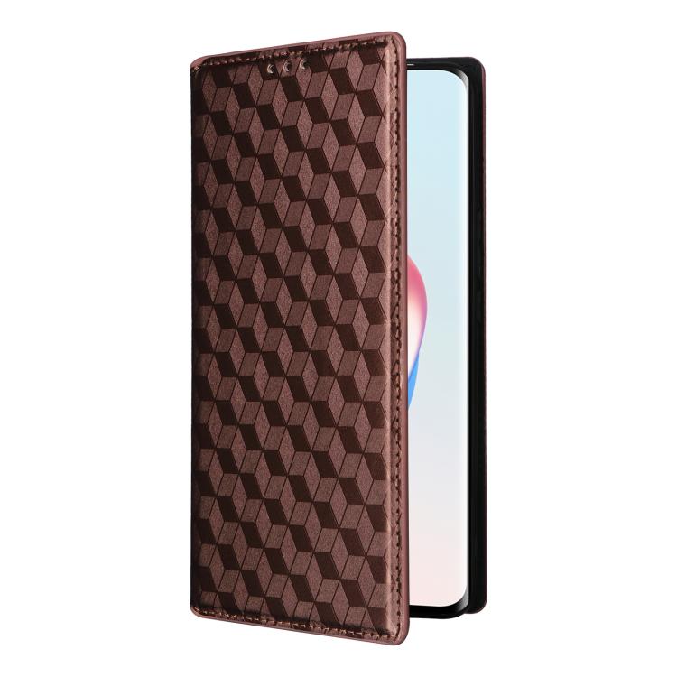 For Honor Magic6 Lite 5G / X9b 5G Cubic Grid Texture Flip Leather Phone Case