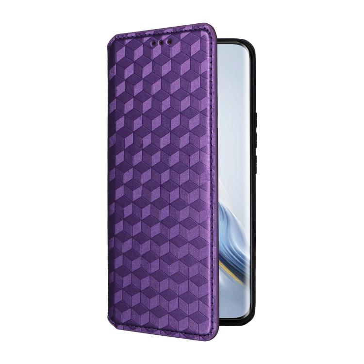 For Honor Magic6 Pro 5G Cubic Grid Texture Flip Leather Phone Case