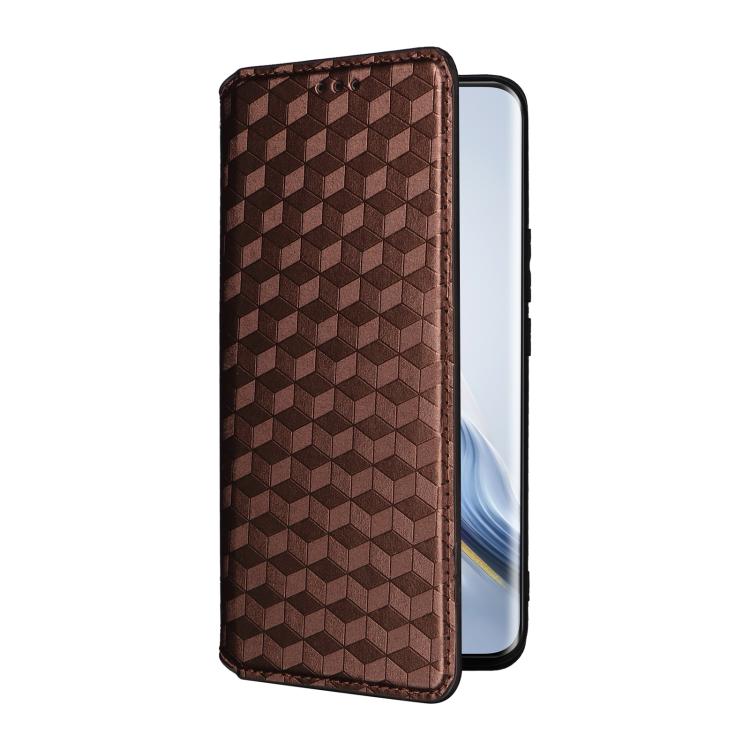 For Honor Magic6 Pro 5G Cubic Grid Texture Flip Leather Phone Case