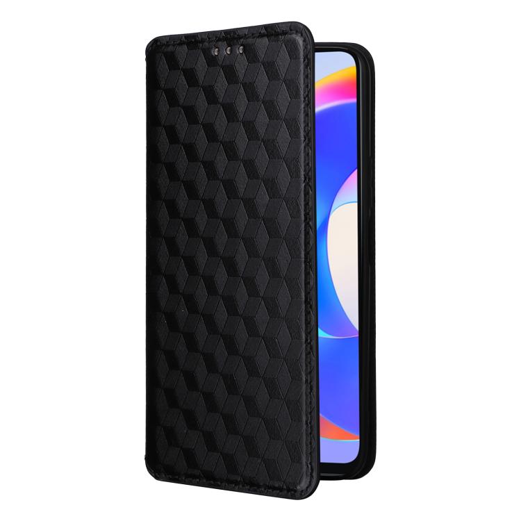 For Honor X5 Plus Cubic Grid Texture Flip Leather Phone Case
