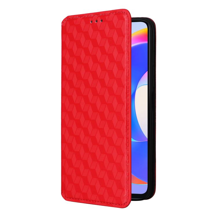 For Honor X5 Plus Cubic Grid Texture Flip Leather Phone Case