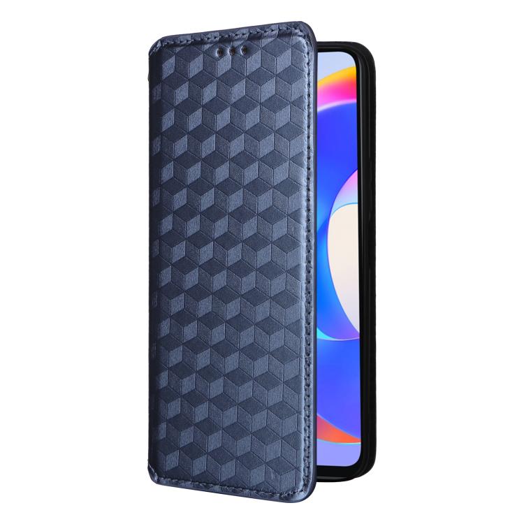 For Honor X5 Plus Cubic Grid Texture Flip Leather Phone Case