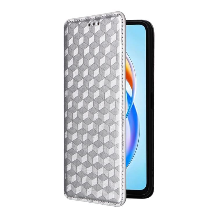 For Honor X5b / X5b Plus Cubic Grid Texture Flip Leather Phone Case